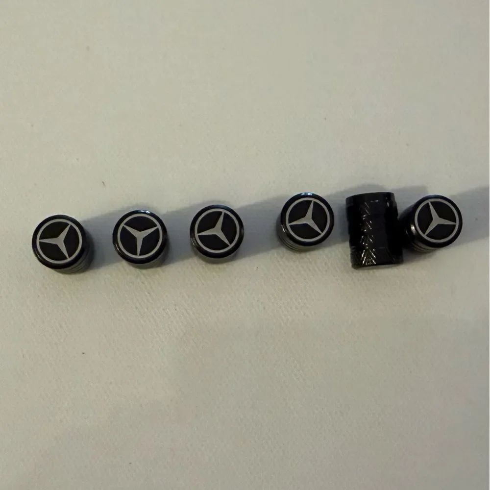 Mercedes Benz Valve Stem Caps in Black Set of 6 NWT